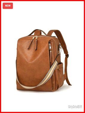 PU Leather Large Travel Backpack Purse Convertible with Luggage Strap